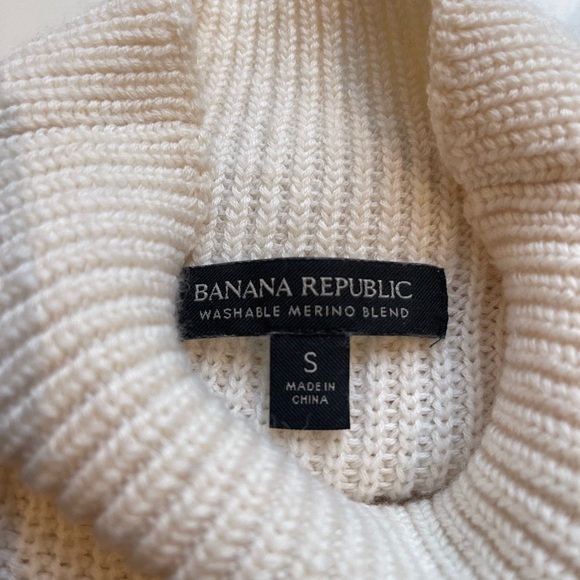 Banana Republic-Merino Wool Blend Sweater-Bell Sleeves-Mock Neck-Mariner Stripe - Picture 14 of 14